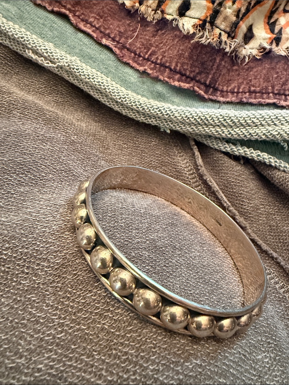 Western sterling Silver Bead Accent Bangle Bracelet - Women Jewelry